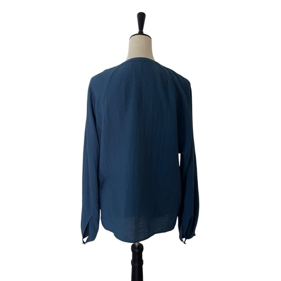 COS long sleeve lightweight rayon blend round neck button front teal tunic top 8 - Picture 13 of 13